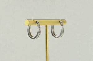 14K 0.38 Ctw Diamond Channel Inset Oval Hoop Earrings White Gold