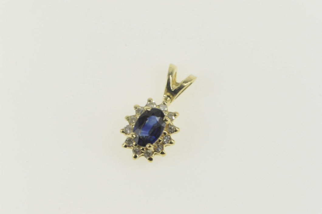 14K 0.75 Ctw Oval Sapphire Diamond Halo Classic Earrings Yellow Gold