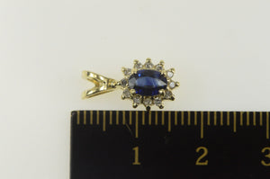 14K 0.75 Ctw Oval Sapphire Diamond Halo Classic Earrings Yellow Gold