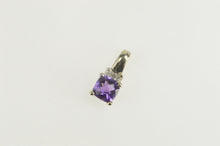 Load image into Gallery viewer, 14K Cushion Faceted Amethyst Diamond Statement Pendant White Gold