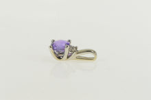 Load image into Gallery viewer, 14K Cushion Faceted Amethyst Diamond Statement Pendant White Gold