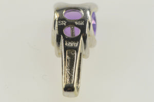 14K Cushion Faceted Amethyst Diamond Statement Pendant White Gold