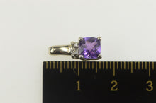 Load image into Gallery viewer, 14K Cushion Faceted Amethyst Diamond Statement Pendant White Gold