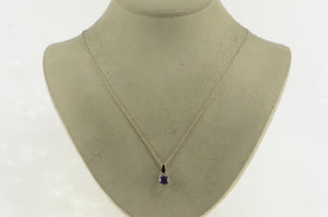 14K Cushion Faceted Amethyst Diamond Statement Pendant White Gold