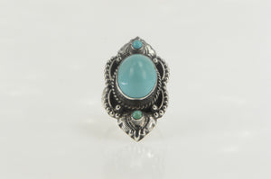 Sterling Silver Ornate Turquoise Native American Statement Ring