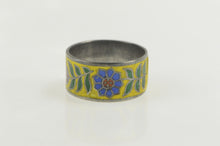 Load image into Gallery viewer, Sterling Silver Dutch Colorful Floral Enamel Pattern Band Ring