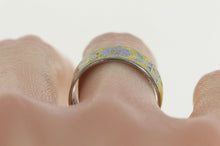 Load image into Gallery viewer, Sterling Silver Dutch Colorful Floral Enamel Pattern Band Ring