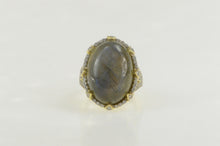 Load image into Gallery viewer, Sterling Silver Labradorite Cubic Zirconia Halo Cocktail Ring