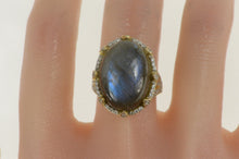 Load image into Gallery viewer, Sterling Silver Labradorite Cubic Zirconia Halo Cocktail Ring