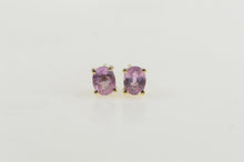 Load image into Gallery viewer, 14K Oval Pink Topaz Solitaire Simple Stud Earrings Yellow Gold