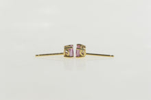 Load image into Gallery viewer, 14K Oval Pink Topaz Solitaire Simple Stud Earrings Yellow Gold