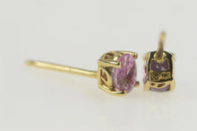 Load image into Gallery viewer, 14K Oval Pink Topaz Solitaire Simple Stud Earrings Yellow Gold