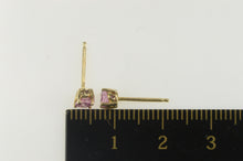 Load image into Gallery viewer, 14K Oval Pink Topaz Solitaire Simple Stud Earrings Yellow Gold