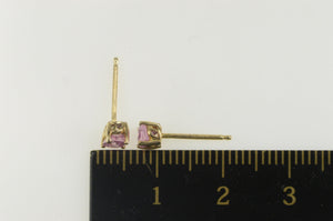 14K Oval Pink Topaz Solitaire Simple Stud Earrings Yellow Gold
