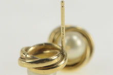 Load image into Gallery viewer, 14K Pearl Inset Twist Trim Classic Simple Stud Earrings Yellow Gold