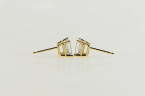 14K Emerald Cut Solitaire Classic Stud CZ Earrings Yellow Gold