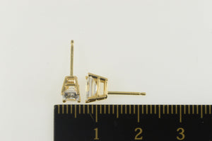 14K Emerald Cut Solitaire Classic Stud CZ Earrings Yellow Gold