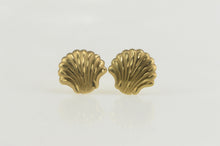 Load image into Gallery viewer, 14K Scallop Diamond Cut Sea Shell Stud Earrings Yellow Gold