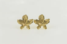 Load image into Gallery viewer, 14K High Relief Leaf Nature Motif Stud Earrings Yellow Gold