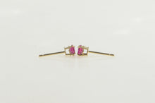 Load image into Gallery viewer, 10K Round Syn. Ruby Solitaire Plain Stud Earrings Yellow Gold