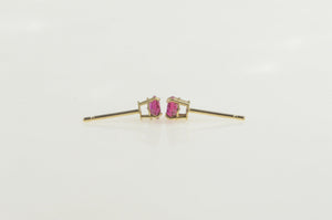 10K Round Syn. Ruby Solitaire Plain Stud Earrings Yellow Gold