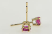 Load image into Gallery viewer, 10K Round Syn. Ruby Solitaire Plain Stud Earrings Yellow Gold