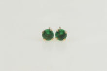 Load image into Gallery viewer, 10K Round Syn. Emerald Plain Solitaire Stud Earrings Yellow Gold