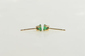 10K Round Syn. Emerald Plain Solitaire Stud Earrings Yellow Gold