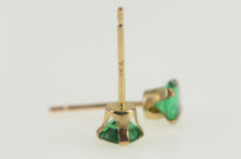 Load image into Gallery viewer, 10K Round Syn. Emerald Plain Solitaire Stud Earrings Yellow Gold