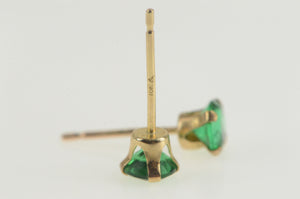 10K Round Syn. Emerald Plain Solitaire Stud Earrings Yellow Gold