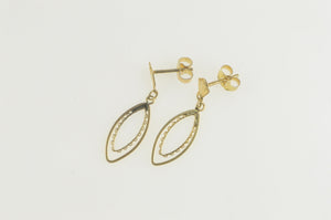 14K Marquise Filigree Dangle Retro Statement Earrings Yellow Gold