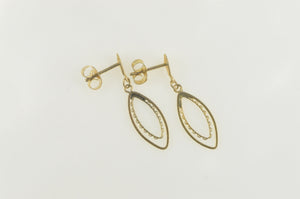 14K Marquise Filigree Dangle Retro Statement Earrings Yellow Gold