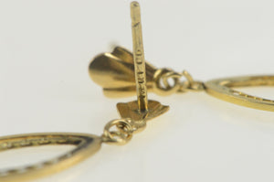 14K Marquise Filigree Dangle Retro Statement Earrings Yellow Gold