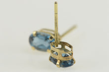 Load image into Gallery viewer, 10K Retro Classic Blue Topaz Solitaire Stud Earrings Yellow Gold