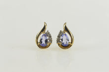 Load image into Gallery viewer, 14K Pear Tanzanite Diamond Accent Stud Earrings Yellow Gold