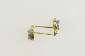 14K Pear Tanzanite Diamond Accent Stud Earrings Yellow Gold