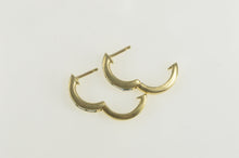 Load image into Gallery viewer, 14K Princess Blue Topaz Inset Statement Hoop Earrings Yellow Gold