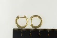 Load image into Gallery viewer, 14K Princess Blue Topaz Inset Statement Hoop Earrings Yellow Gold