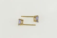 Load image into Gallery viewer, 14K Amethyst Solitaire Oval Simple Stud Earrings Yellow Gold