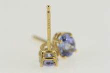 Load image into Gallery viewer, 14K Amethyst Solitaire Oval Simple Stud Earrings Yellow Gold