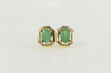 Load image into Gallery viewer, 14K Oval Natural Emerald Solitaire Squared Earrings Yellow Gold