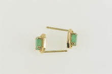 Load image into Gallery viewer, 14K Oval Natural Emerald Solitaire Squared Earrings Yellow Gold
