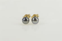 Load image into Gallery viewer, 14K 5.1mm Tahitian Pearl Classic Simple Stud Earrings Yellow Gold