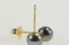 Load image into Gallery viewer, 14K 5.1mm Tahitian Pearl Classic Simple Stud Earrings Yellow Gold