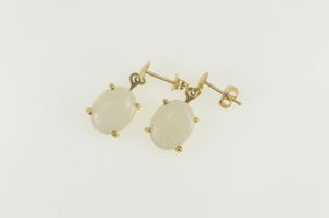 10K Oval Natural Opal Retro Dangle Statement Earrings Yellow Gold