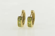 Load image into Gallery viewer, 14K Princess Peridot Squared Statement Hoop Earrings Yellow Gold
