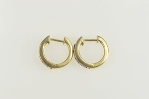 14K Squared Princess Amethyst Statement Hoop Earrings Yellow Gold