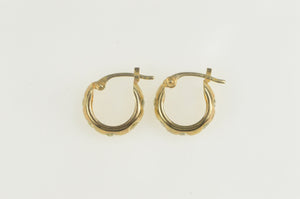14K Rounded Flush Inset CZ Huggies Hoop Earrings Yellow Gold