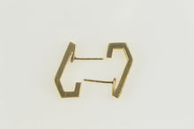 Load image into Gallery viewer, 14K Emerald Diamond Accent Squared Bar Hoop Earrings Yellow Gold