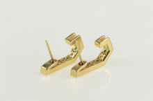 Load image into Gallery viewer, 14K Emerald Diamond Accent Squared Bar Hoop Earrings Yellow Gold
